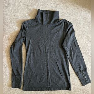 Synergy Charcoal Long Sleeve Top with Button Details